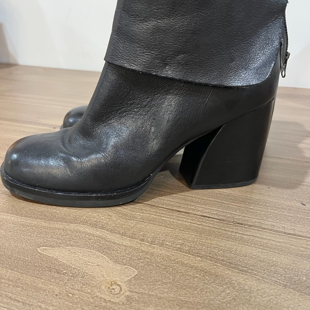 Kork-Ease Dark Leather Heeled Boots